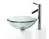 Kraus C-GV-101-19mm-1002CH Chrome Clear 19Mm Thick Glass Vessel Sink And Sheven Faucet