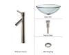 Kraus C-GV-101-19mm-1002SN Clear 19Mm Thick Glass Vessel Sink And Sheven Faucet Satin Nickel