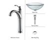 Kraus C-GV-101-19mm-1005CH Chrome Clear 19Mm Thick Glass Vessel Sink And Riviera Faucet