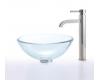 Kraus C-GV-101-19mm-1007SN Clear 19Mm Thick Glass Vessel Sink And Ramus Faucet Satin Nickel