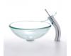 Kraus C-GV-101-19mm-10CH Chrome Clear 19Mm Thick Glass Vessel Sink And Waterfall Faucet Kraus C-GV-101-19mm-10CH Chrome Clear 19Mm Thick Glass Vessel Sink And Waterfall Faucet