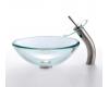 Kraus C-GV-101-19mm-10SN Clear 19Mm Thick Glass Vessel Sink And Waterfall Faucet Satin Nickel Kraus C-GV-101-19mm-10SN Clear 19Mm Thick Glass Vessel Sink And Waterfall Faucet Satin Nickel