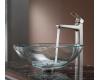 Kraus C-GV-101-19mm-15500BN Clear 19Mm Thick Glass Vessel Sink And Virtus Faucet Brushed Nickel