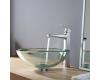 Kraus C-GV-101-19mm-15500CH Chrome Clear 19Mm Thick Glass Vessel Sink And Virtus Faucet Kraus C-GV-101-19mm-15500CH Chrome Clear 19Mm Thick Glass Vessel Sink And Virtus Faucet