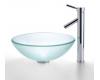 Kraus C-GV-101FR-12mm-1002CH Chrome Frosted Glass Vessel Sink And Sheven Faucet