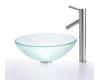Kraus C-GV-101FR-12mm-1002SN Frosted Glass Vessel Sink And Sheven Faucet Satin Nickel