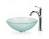 Kraus C-GV-101FR-12mm-1005CH Chrome Frosted Glass Vessel Sink And Riviera Faucet Kraus C-GV-101FR-12mm-1005CH Chrome Frosted Glass Vessel Sink And Riviera Faucet