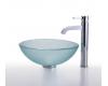Kraus C-GV-101FR-12mm-1007CH Chrome Frosted Glass Vessel Sink And Ramus Faucet