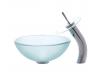 Kraus C-GV-101FR-12mm-10CH Chrome Frosted Glass Vessel Sink And Waterfall Faucet Kraus C-GV-101FR-12mm-10CH Chrome Frosted Glass Vessel Sink And Waterfall Faucet