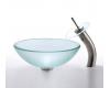 Kraus C-GV-101FR-12mm-10SN Frosted Glass Vessel Sink And Waterfall Faucet Satin Nickel Kraus C-GV-101FR-12mm-10SN Frosted Glass Vessel Sink And Waterfall Faucet Satin Nickel