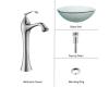 Kraus C-GV-101FR-12mm-15000CH Chrome Frosted Glass Vessel Sink And Ventus Faucet
