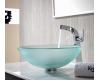 Kraus C-GV-101FR-12mm-15100CH Chrome Frosted Glass Vessel Sink And Typhon Faucet