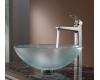 Kraus C-GV-101FR-12mm-15500BN Frosted Glass Vessel Sink And Virtus Faucet Brushed Nickel