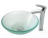 Kraus C-GV-101FR-12mm-1810CH Chrome Frosted Glass Vessel Sink And Visio Faucet