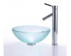 Kraus C-GV-101FR-14-12mm-1002CH Chrome Frosted 14" Glass Vessel Sink And Sheven Faucet Kraus C-GV-101FR-14-12mm-1002CH Chrome Frosted 14" Glass Vessel Sink And Sheven Faucet