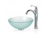 Kraus C-GV-101FR-14-12mm-1005CH Chrome Frosted 14" Glass Vessel Sink And Riviera Faucet Kraus C-GV-101FR-14-12mm-1005CH Chrome Frosted 14" Glass Vessel Sink And Riviera Faucet