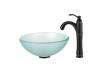 Kraus C-GV-101FR-14-12mm-1005ORB Frosted 14" Glass Vessel Sink And Riviera Faucet Oil Rubbed Bronze Kraus C-GV-101FR-14-12mm-1005ORB Frosted 14" Glass Vessel Sink And Riviera Faucet Oil Rubbed Bronze