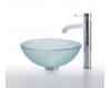 Kraus C-GV-101FR-14-12mm-1007CH Chrome Frosted 14" Glass Vessel Sink And Ramus Faucet
