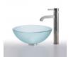 Kraus C-GV-101FR-14-12mm-1007SN Frosted 14" Glass Vessel Sink And Ramus Faucet Satin Nickel Kraus C-GV-101FR-14-12mm-1007SN Frosted 14" Glass Vessel Sink And Ramus Faucet Satin Nickel