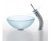 Kraus C-GV-101FR-14-12mm-10CH Chrome Frosted 14" Glass Vessel Sink And Waterfall Faucet Kraus C-GV-101FR-14-12mm-10CH Chrome Frosted 14" Glass Vessel Sink And Waterfall Faucet