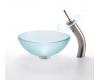 Kraus C-GV-101FR-14-12mm-10SN Frosted 14" Glass Vessel Sink And Waterfall Faucet Satin Nickel Kraus C-GV-101FR-14-12mm-10SN Frosted 14" Glass Vessel Sink And Waterfall Faucet Satin Nickel