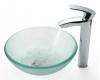 Kraus C-GV-101FR-14-12mm-1810CH Chrome Frosted 14" Glass Vessel Sink And Visio Faucet Kraus C-GV-101FR-14-12mm-1810CH Chrome Frosted 14" Glass Vessel Sink And Visio Faucet