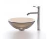 Kraus C-GV-103-12mm-1002SN Clear Brown Glass Vessel Sink And Sheven Faucet Satin Nickel Kraus C-GV-103-12mm-1002SN Clear Brown Glass Vessel Sink And Sheven Faucet Satin Nickel