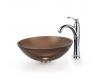Kraus C-GV-103-12mm-1005CH Chrome Clear Brown Glass Vessel Sink And Riviera Faucet