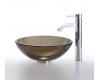 Kraus C-GV-103-12mm-1007CH Chrome Clear Brown Glass Vessel Sink And Ramus Faucet
