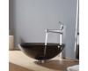 Kraus C-GV-103-12mm-15500CH Chrome Clear Brown Glass Vessel Sink And Virtus Faucet