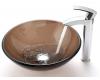 Kraus C-GV-103-12mm-1810CH Chrome Clear Brown Glass Vessel Sink And Visio Faucet