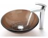 Kraus C-GV-103-12mm-1810CH Chrome Clear Brown Glass Vessel Sink And Visio Faucet Kraus C-GV-103-12mm-1810CH Chrome Clear Brown Glass Vessel Sink And Visio Faucet