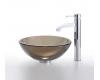 Kraus C-GV-103-14-12mm-1007CH Chrome Clear Brown 14" Glass Vessel Sink And Ramus Faucet Kraus C-GV-103-14-12mm-1007CH Chrome Clear Brown 14" Glass Vessel Sink And Ramus Faucet
