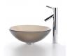 Kraus C-GV-103FR-12mm-1002CH Chrome Frosted Brown Glass Vessel Sink And Sheven Faucet Kraus C-GV-103FR-12mm-1002CH Chrome Frosted Brown Glass Vessel Sink And Sheven Faucet