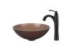 Kraus C-GV-103FR-12mm-1005ORB Frosted Brown Glass Vessel Sink And Riviera Faucet Oil Rubbed Bronze Kraus C-GV-103FR-12mm-1005ORB Frosted Brown Glass Vessel Sink And Riviera Faucet Oil Rubbed Bronze