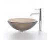 Kraus C-GV-103FR-12mm-1007CH Chrome Frosted Brown Glass Vessel Sink And Ramus Faucet