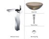 Kraus C-GV-103FR-12mm-14600CH Chrome Frosted Brown Glass Vessel Sink And Sonus Faucet