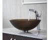 Kraus C-GV-103FR-12mm-15100CH Chrome Frosted Brown Glass Vessel Sink And Typhon Faucet Kraus C-GV-103FR-12mm-15100CH Chrome Frosted Brown Glass Vessel Sink And Typhon Faucet