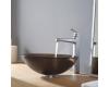 Kraus C-GV-103FR-12mm-15500CH Chrome Frosted Brown Glass Vessel Sink And Virtus Faucet Kraus C-GV-103FR-12mm-15500CH Chrome Frosted Brown Glass Vessel Sink And Virtus Faucet