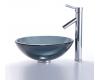 Kraus C-GV-104-12mm-1002CH Clear Black Glass Vessel Sink And Sheven Faucet Chrome Kraus C-GV-104-12mm-1002CH Clear Black Glass Vessel Sink And Sheven Faucet Chrome
