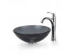 Kraus C-GV-104-12mm-1005CH Clear Black Glass Vessel Sink And Riviera Faucet Chrome Kraus C-GV-104-12mm-1005CH Clear Black Glass Vessel Sink And Riviera Faucet Chrome