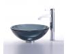 Kraus C-GV-104-12mm-1007CH Clear Black Glass Vessel Sink And Ramus Faucet Chrome Kraus C-GV-104-12mm-1007CH Clear Black Glass Vessel Sink And Ramus Faucet Chrome