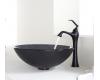 Kraus C-GV-104-12mm-15000ORB Clear Black Glass Vessel Sink And Ventus Faucet Oil Rubbed Bronze