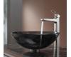 Kraus C-GV-104-12mm-15500BN Clear Black Glass Vessel Sink And Virtus Faucet Brushed Nickel