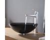 Kraus C-GV-104-12mm-15500CH Clear Black Glass Vessel Sink And Virtus Faucet Chrome