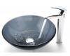 Kraus C-GV-104-12mm-1810CH Clear Black Glass Vessel Sink And Visio Faucet Chrome Kraus C-GV-104-12mm-1810CH Clear Black Glass Vessel Sink And Visio Faucet Chrome