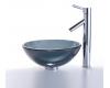 Kraus C-GV-104-14-12mm-1002CH Clear Black 14" Glass Vessel Sink And Sheven Faucet Chrome Kraus C-GV-104-14-12mm-1002CH Clear Black 14" Glass Vessel Sink And Sheven Faucet Chrome
