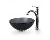 Kraus C-GV-104-14-12mm-1005CH Clear Black 14" Glass Vessel Sink And Riviera Faucet Chrome Kraus C-GV-104-14-12mm-1005CH Clear Black 14" Glass Vessel Sink And Riviera Faucet Chrome