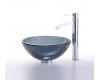 Kraus C-GV-104-14-12mm-1007CH Clear Black 14" Glass Vessel Sink And Ramus Faucet Chrome Kraus C-GV-104-14-12mm-1007CH Clear Black 14" Glass Vessel Sink And Ramus Faucet Chrome