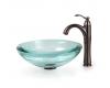Kraus C-GV-150-19mm-1005ORB Clear 34Mm Edge Glass Vessel Sink And Riviera Faucet Oil Rubbed Bronze